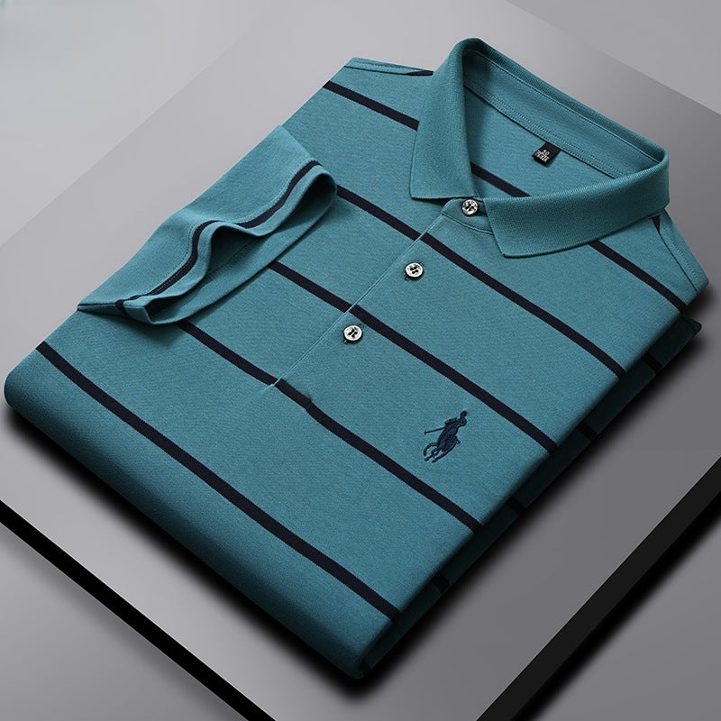 2024 Breathable Lapel Embroidered Striped POLO Shirt