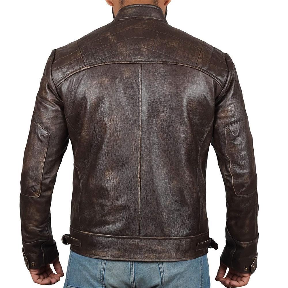 Men's Stand Collar Fashion Casual Leather Jacket