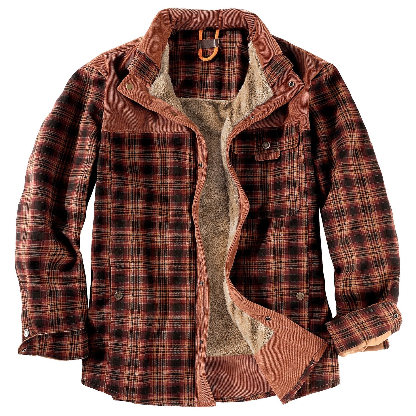 Winter Warm Cotton Plus Fleece Large Size Plaid Shirt