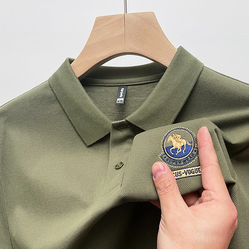 Men's Embroidered Cotton Breathable Casual Polo Shirt