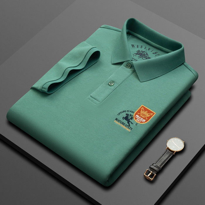 Men's 100% Cotton Casual Lapel Loose Polo Shirt