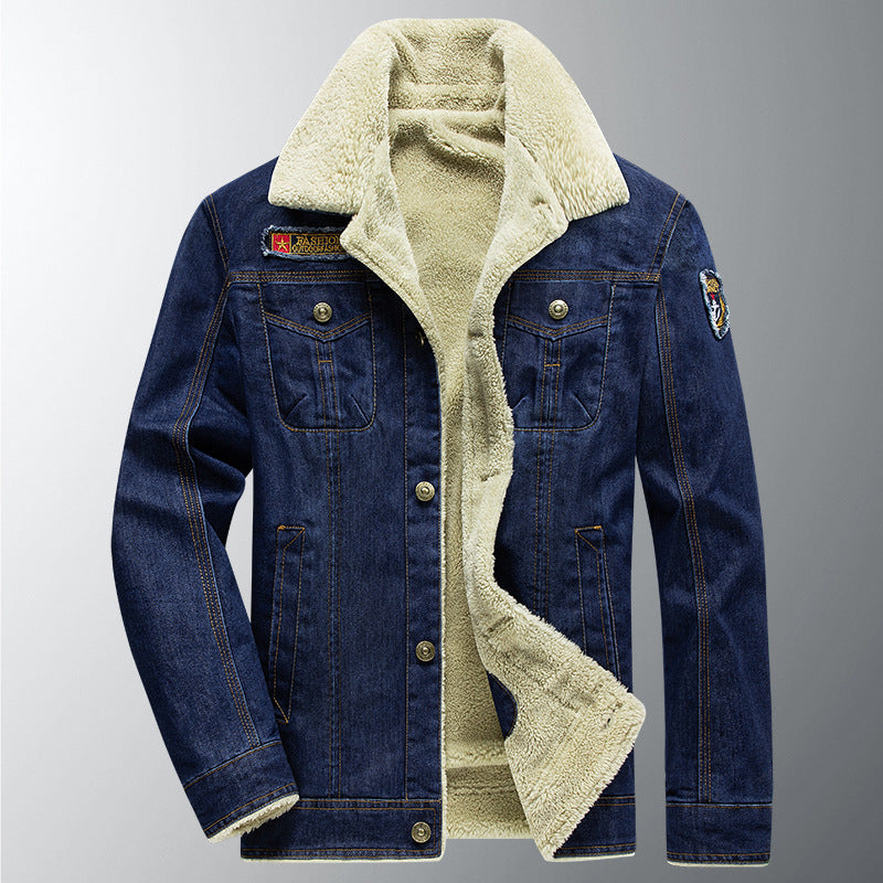 Men's Outdoor Velvet Thickened Denim Jacket