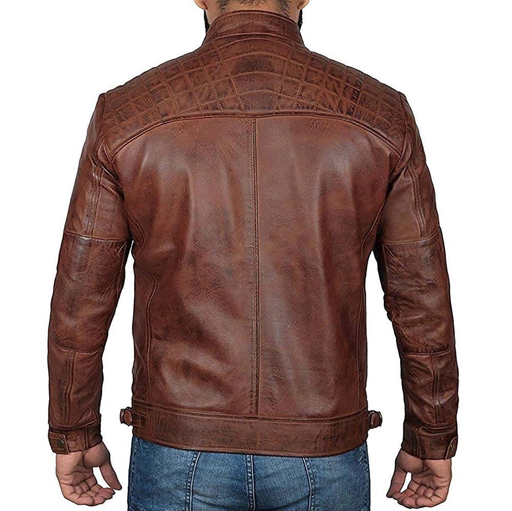 Men's Stand Collar Fashion Casual Leather Jacket