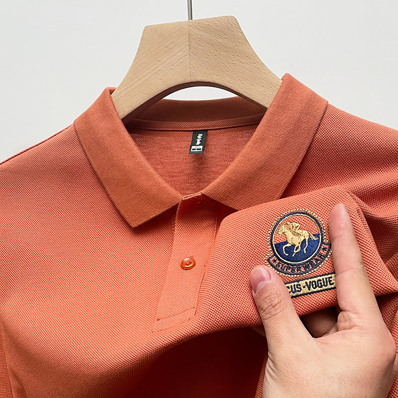Men's Embroidered Cotton Breathable Casual Polo Shirt