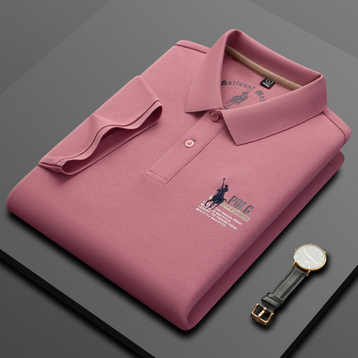 Men's New Pure Cotton Business Embroidered Polo Shirt