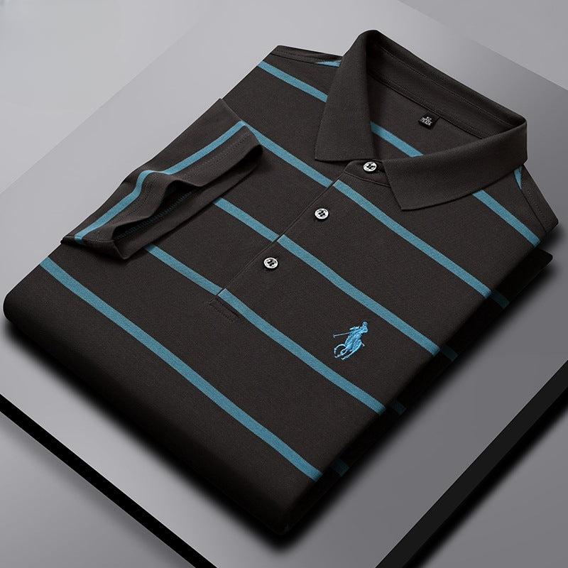 2024 Breathable Lapel Embroidered Striped POLO Shirt