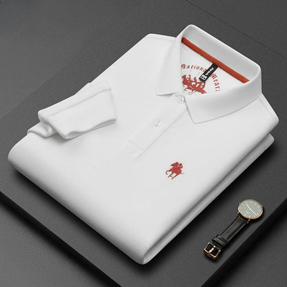 Men's Lapel Embroidered Long Sleeve POLO Shirt