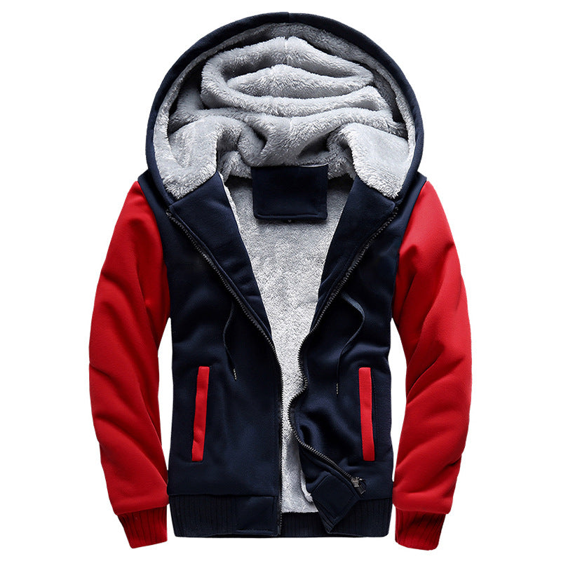 Winter New Solid Fleece Zip Hoodie