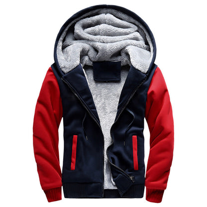Winter New Solid Fleece Zip Hoodie