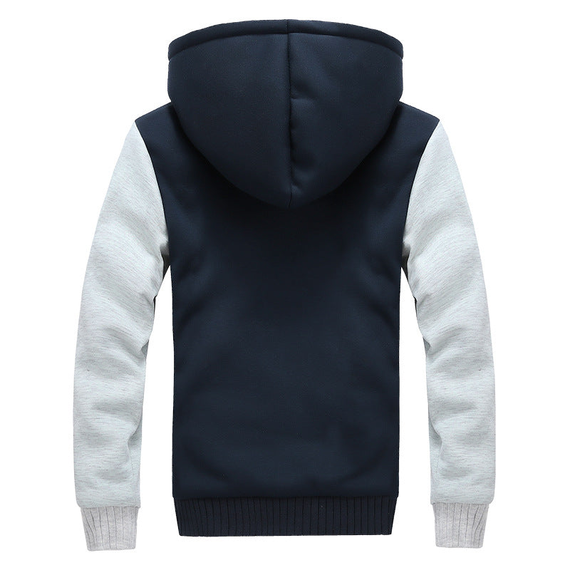 Winter New Solid Fleece Zip Hoodie