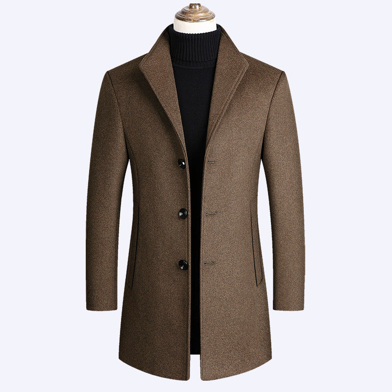 Winter Solid Color Casual Woolen Coat