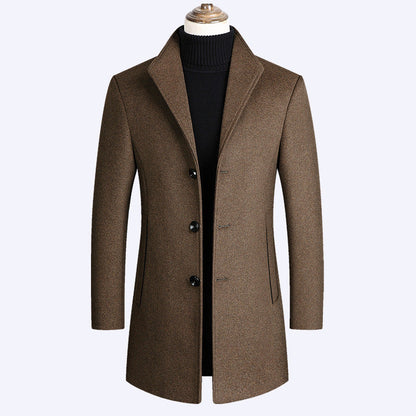 Winter Solid Color Casual Woolen Coat