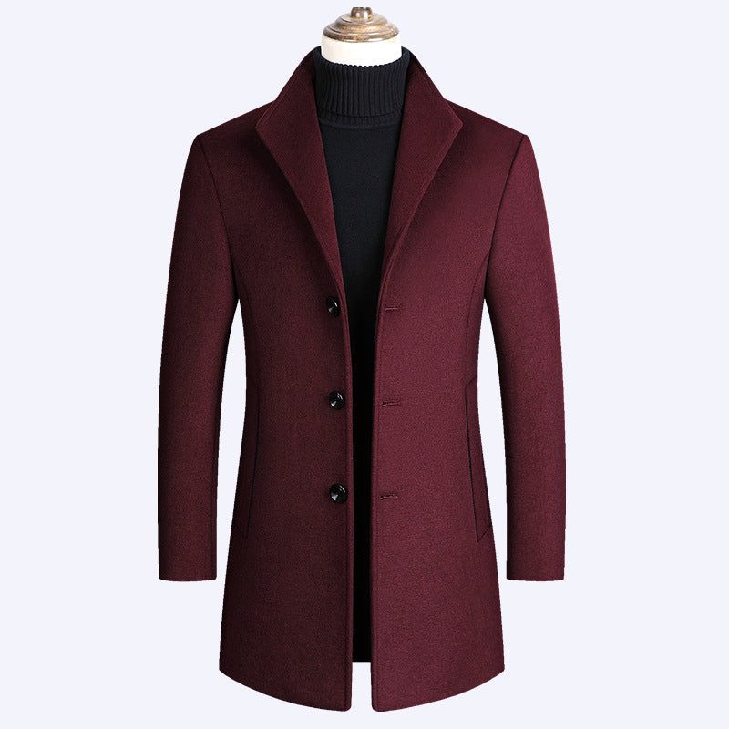 Winter Solid Color Casual Woolen Coat