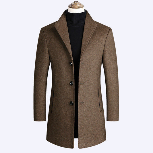 Winter Solid Color Casual Woolen Coat