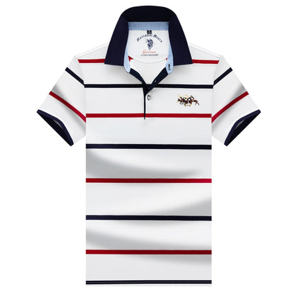 2024 New Striped Cotton Business Casual Polo Shirt