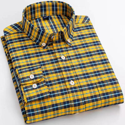 100% Cotton Men's Business Plaid Shirt