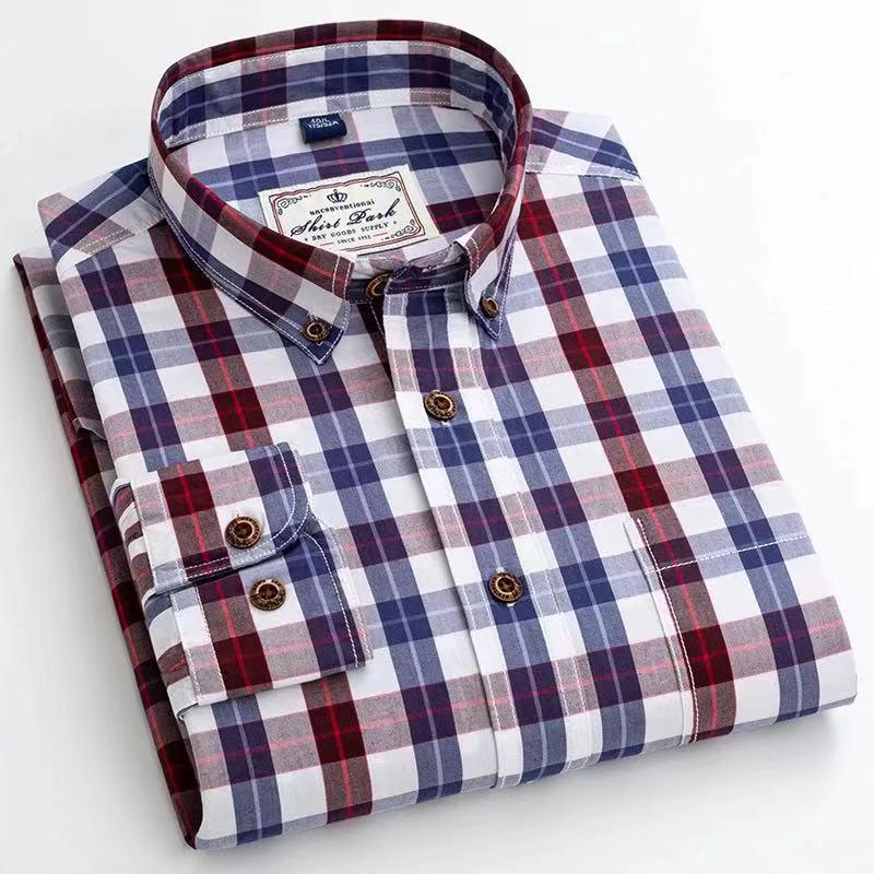 100% Cotton Business Plaid Shirt