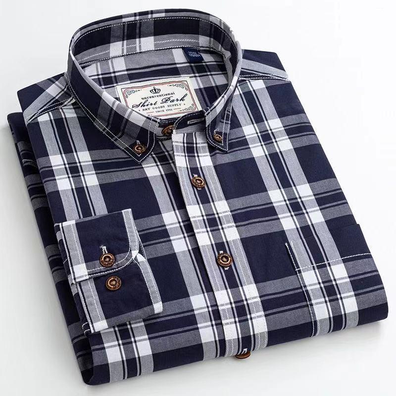 100% Cotton Business Plaid Shirt