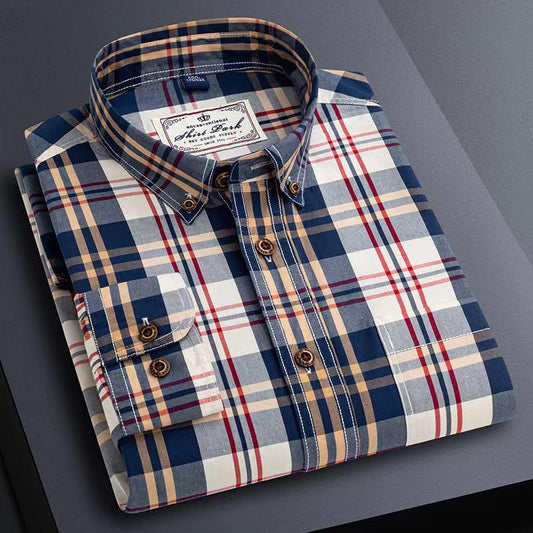 100% Cotton Business Plaid Shirt