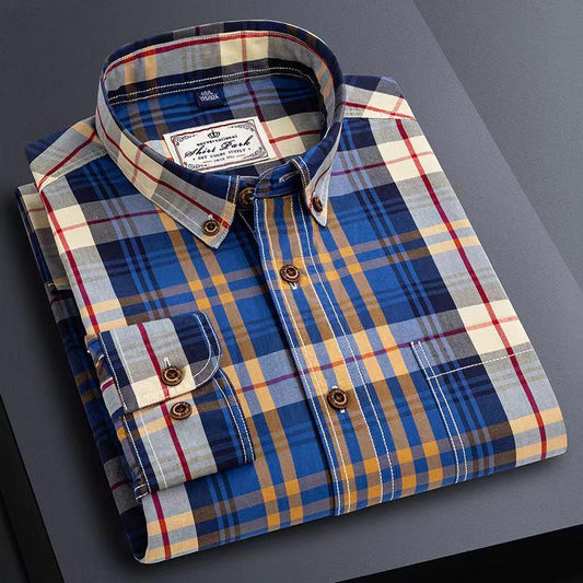 100% Cotton Business Plaid Shirt