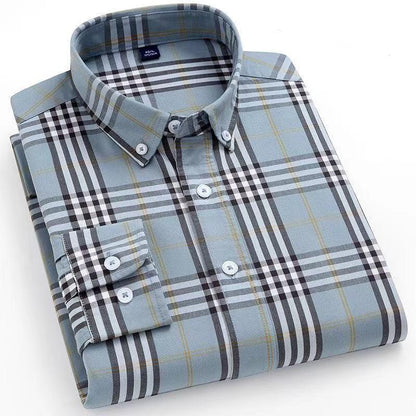 100% Cotton Business Casual Plaid Shirt