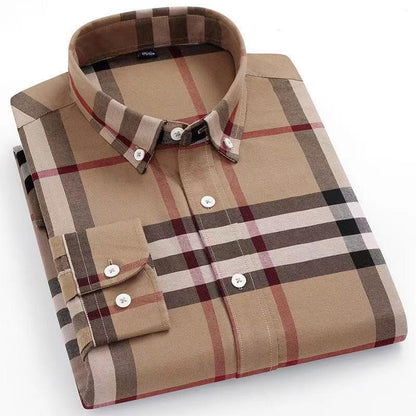 100% Cotton Business Casual Plaid Shirt