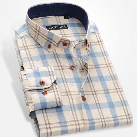 100% Cotton Business Plaid Shirt