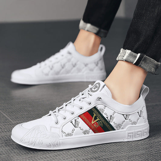 Men's New All-match Genuine Leather Casual White Shoes