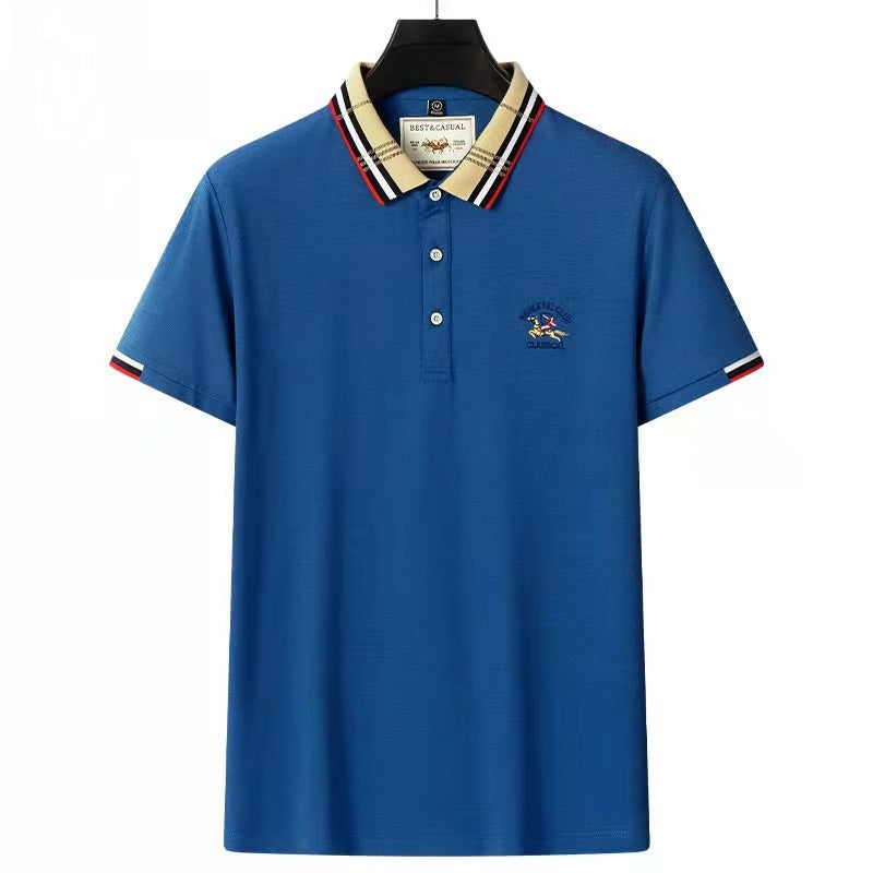 New Embroidered Solid Color Casual Polo Shirt