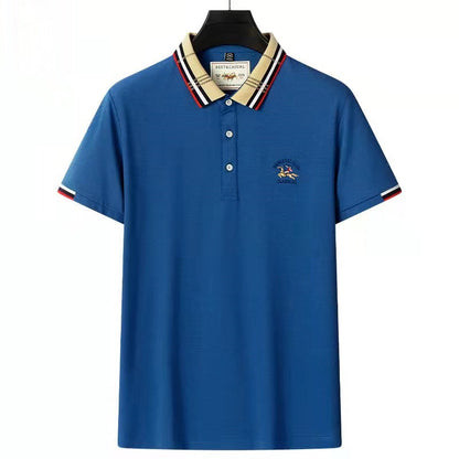 New Embroidered Solid Color Casual Polo Shirt