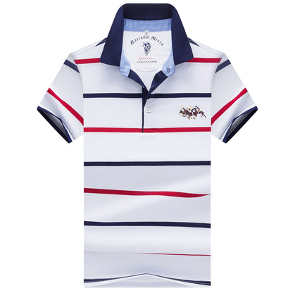 2024 New Striped Cotton Business Casual Polo Shirt