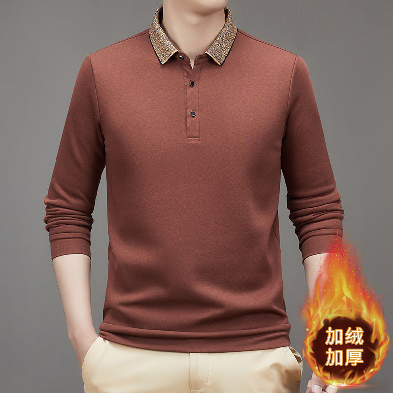 Men's Velvet Thickened Business Lapel POLO Shirt