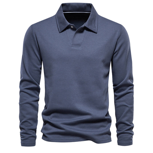 Men's Casual Solid Color Lapel Versatile Polo Shirt
