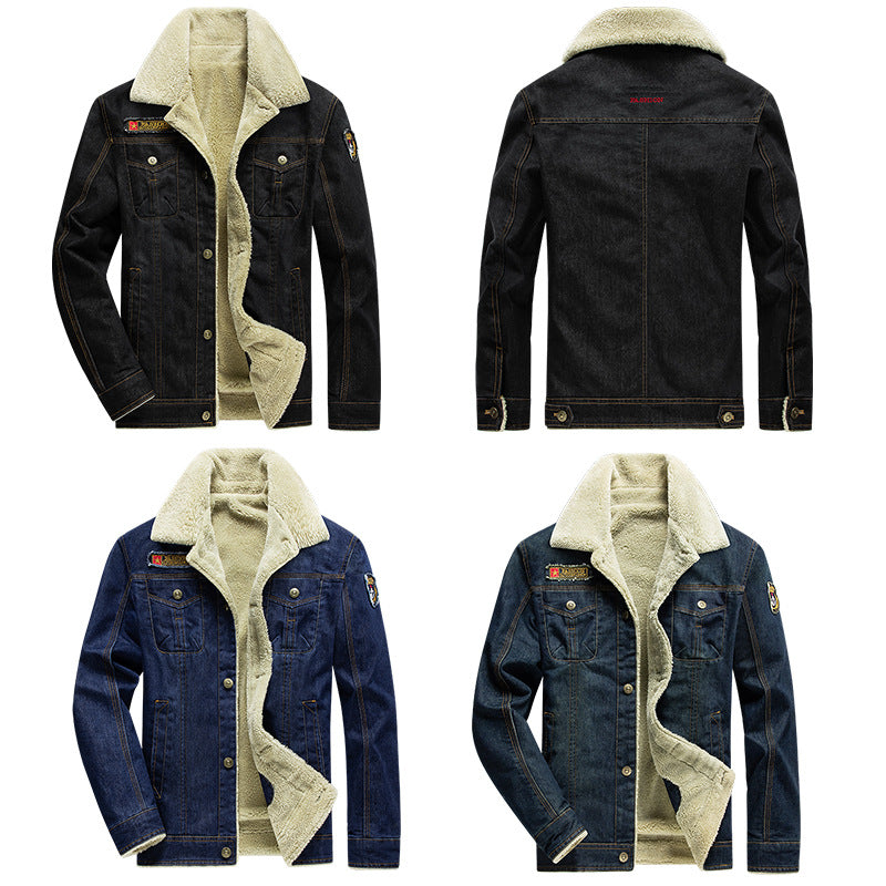 Men's Outdoor Velvet Thickened Denim Jacket