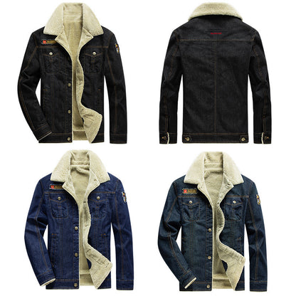 Men's Outdoor Velvet Thickened Denim Jacket
