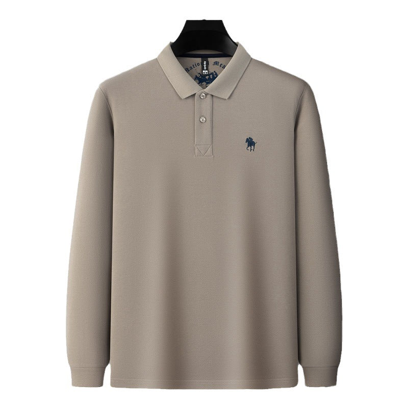 Men's Lapel Embroidered Long Sleeve POLO Shirt