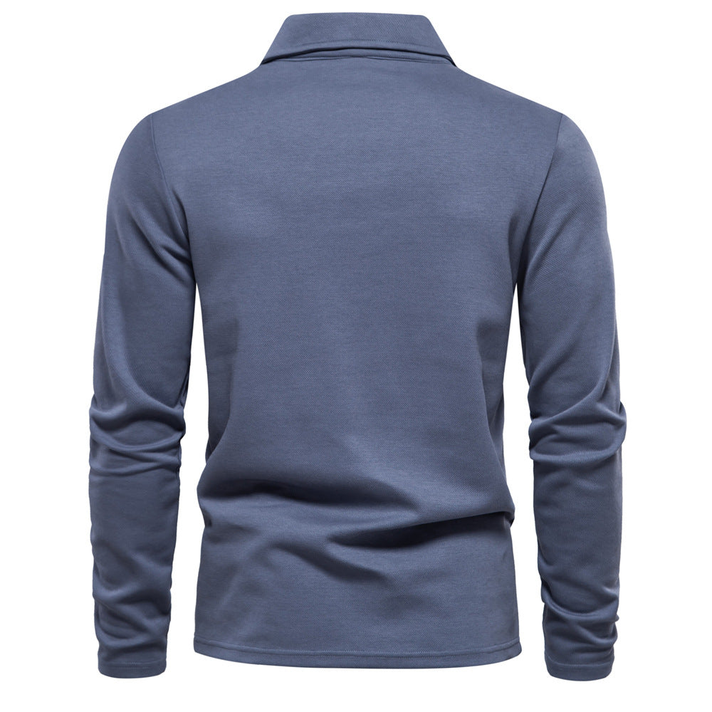 Men's Casual Solid Color Lapel Versatile Polo Shirt