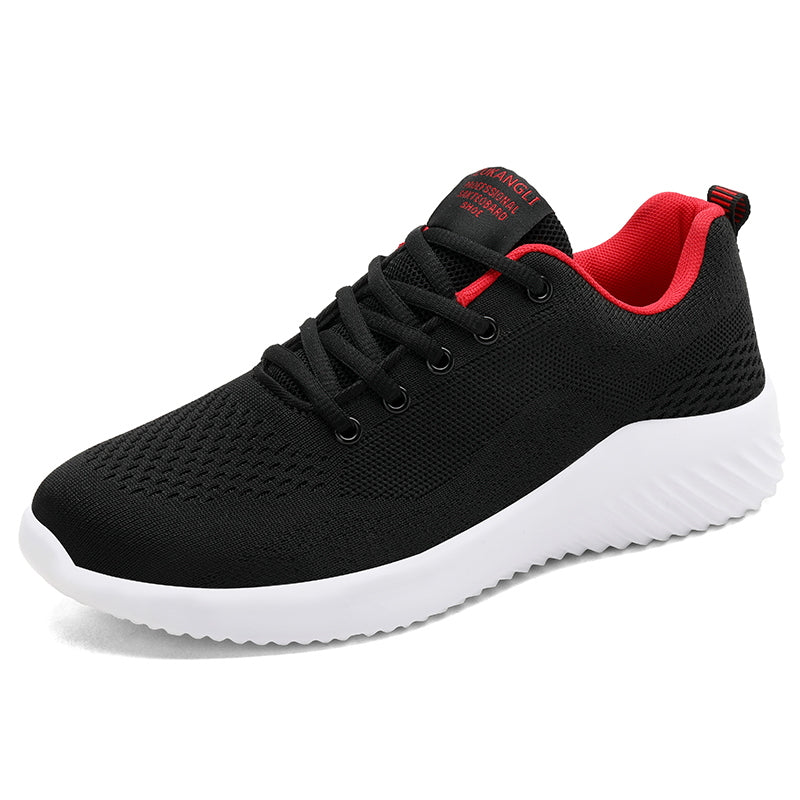 Men's Large Size Leather Waterproof Casual Running Black Sports Shoes