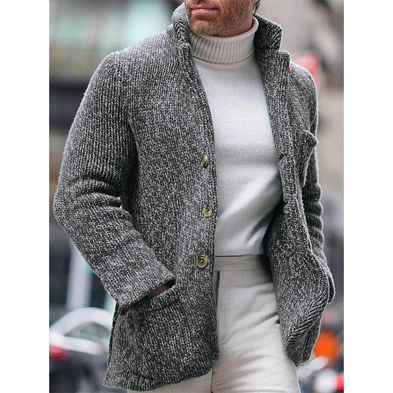 Men's Knitted Stand Collar Casual Jacket
