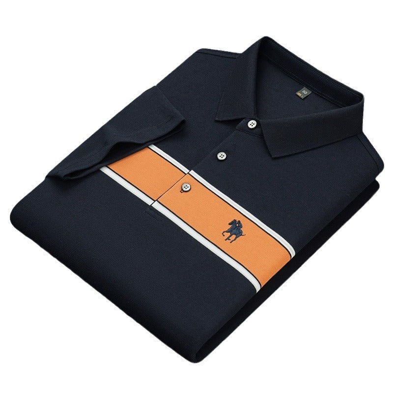 Men's Striped Cotton Embroidered POLO Shirt
