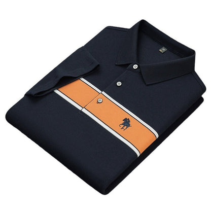 Men's Striped Cotton Embroidered POLO Shirt