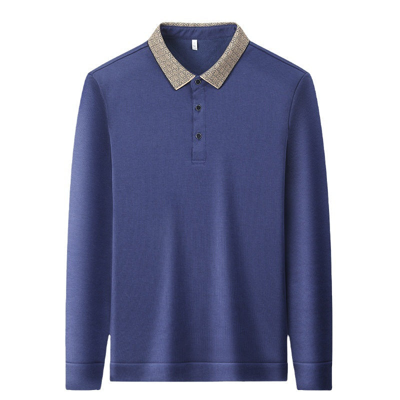 Men's Velvet Thickened Business Lapel POLO Shirt