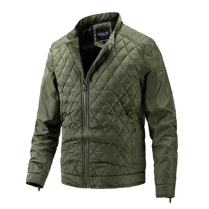 2024 Men's Casual Diamond Stand Collar Fashion Quilted Jacket