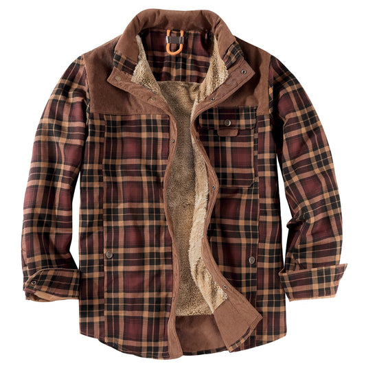 Winter Warm Cotton Plus Fleece Large Size Plaid Shirt