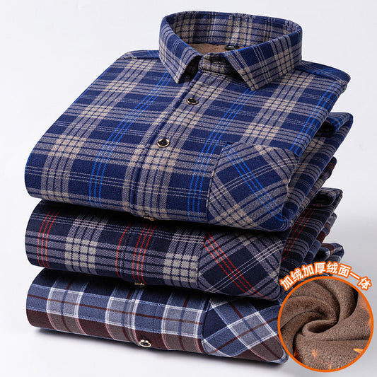 Men's Long-sleeved Double-sided Velvet Loose Casual Shirt