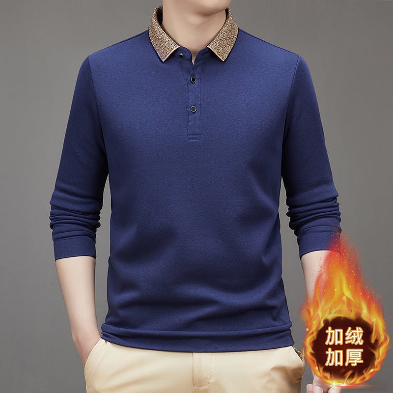 Men's Velvet Thickened Business Lapel POLO Shirt