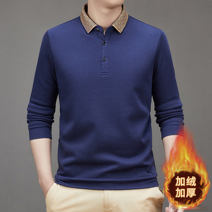 Men's Velvet Thickened Business Lapel POLO Shirt