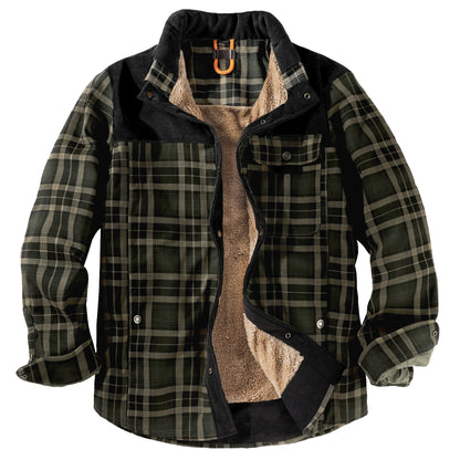 Winter Warm Cotton Plus Fleece Large Size Plaid Shirt