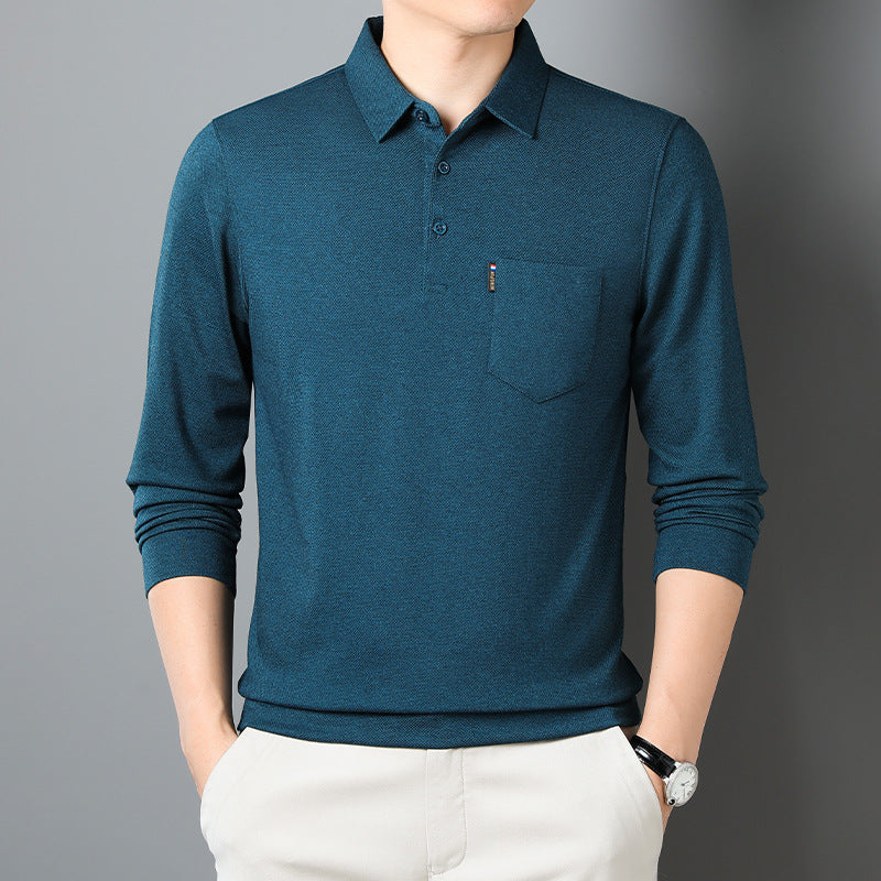 2023 New Men's Casual Business Lapel Bottoming POLO Shirt