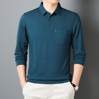 2023 New Men's Casual Business Lapel Bottoming POLO Shirt